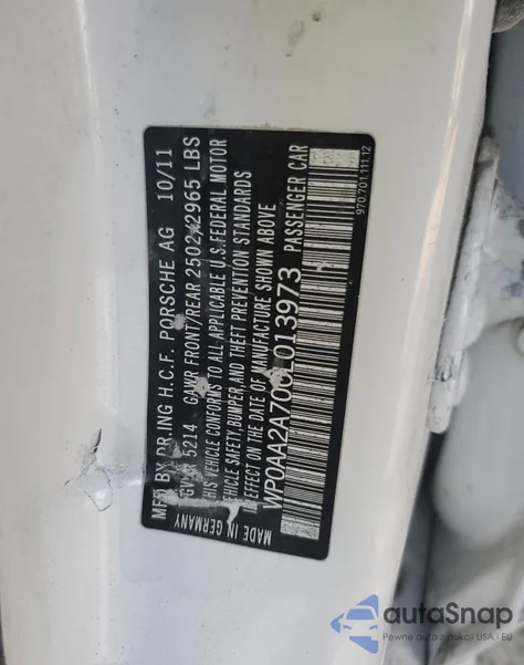 2012 Porsche Panamera 4 z USA, uszkodzony, nr VIN WP0AA2A70CL013973